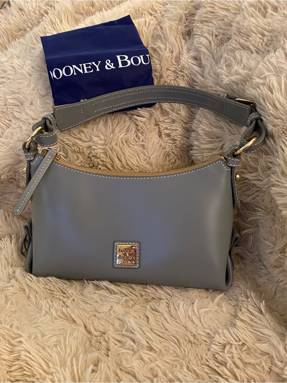 NWT! Dooney & Bourke Penrose Gray Leather Shoulder Bag